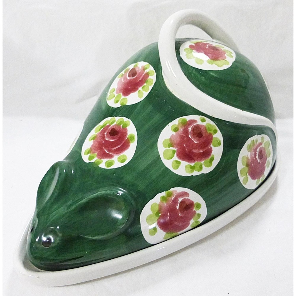Vtg bellini mouse covered cheese tray hand painted kitchen italy serving dish